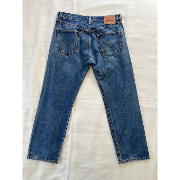 LEVI'S Jeans 501 Vintage Denim Blue Medium Wash Faded 90s Y2K Button Fly 34x30 - Picture 8 of 15